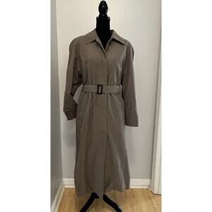 Liz Claiborne Women's Classic Belted Trench Over Coat Jacket Wool Lining Size 8